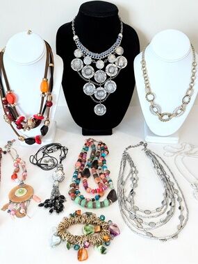 Jewelry Lot Chicos Charter Club Bib Necklace Statement Multi Strand Beaded